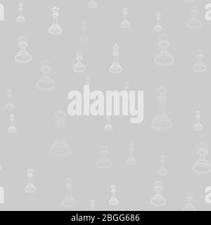 Seamless pattern of chess pieces king, queen and pawn. 3d frame illustration. Chess game concept. Polygonal art. Stock Vector