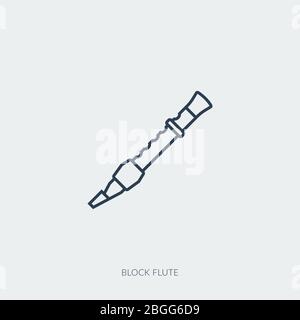 Vector outline icon of music - block flute Stock Vector