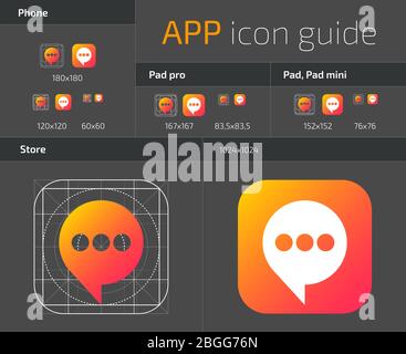 UI IOS button icons design guidelines for web and mobile app vector template. Illustration of application web button ui, ios icon Stock Vector