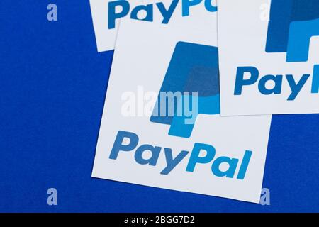 OXFORD, UK - JAN 31 2017: Paypal money transfer company logo printed on paper Stock Photo