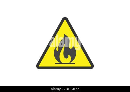 Flat yellow hazard warning symbol. Warning icon and sign of danger isolated on white background for use on web design, typography, ui, app, on the roa Stock Vector