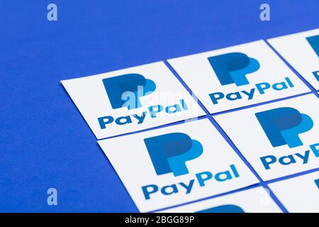 OXFORD, UK - JAN 31 2017: Paypal money transfer company logo printed on paper Stock Photo
