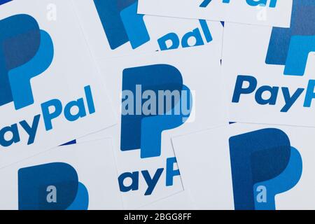 OXFORD, UK - JAN 31 2017: Paypal money transfer company logo printed on paper Stock Photo