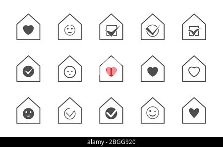 Stay home icons Stock Vector
