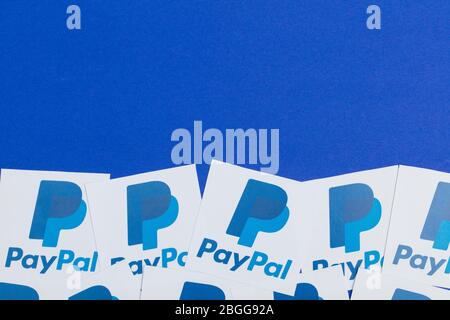 OXFORD, UK - JAN 31 2017: Paypal money transfer company logo printed on paper Stock Photo