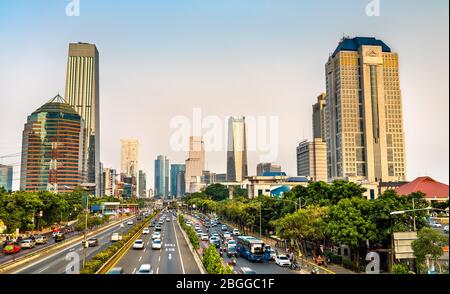 Jakarta Central Business District in Indonesia Stock Photo