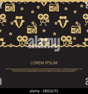 Cinema party, movie award banner and poster design. Vector illustration Stock Vector