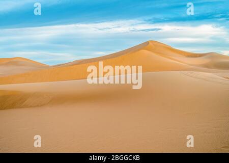 Peaceful landscape of Sahara Desert sand dunes, Morocco, Africa Stock Photo