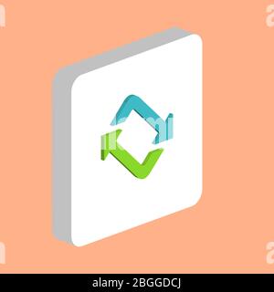 Refresh Arrow Simple vector icon. Illustration symbol design template for web mobile UI element. Perfect color isometric pictogram on 3d white square. Stock Vector
