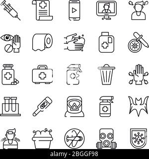 bundle of covid19 set icons Stock Vector