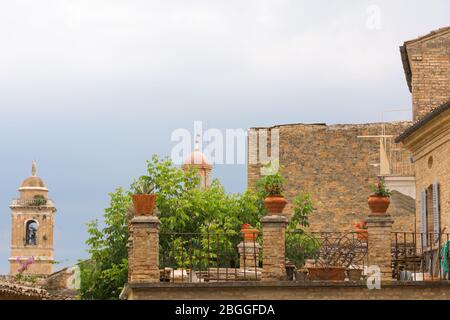 Offida, an ancient village in the Marche region of Italy. Stock Photo