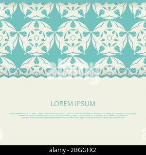 Pastel colors vector banner template with abstract heraldic rose flower illustration Stock Vector
