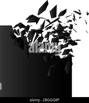 Explosion effect. Shatter triangle. Banner with place for text. Vector illustration Stock Vector
