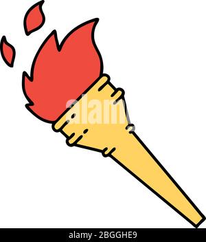 tattoo in traditional style of a lit torch Stock Vector