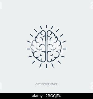 Vector outline icon of virtual reality technology - Human Brain Stock Vector