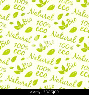 Eco products seamless pattern design. Bio, natural, eco background. Vector illustration Stock Vector