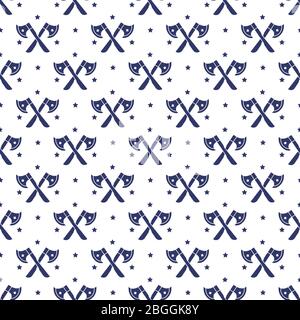 Stars and axes cross pon white seamless pattern background. Vector illustration Stock Vector