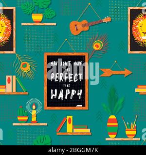 Wall in the room with paintings and shelves Stock Vector