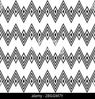 Zig zag ethnic wigwam, mountains Seamless pattern Stock Vector