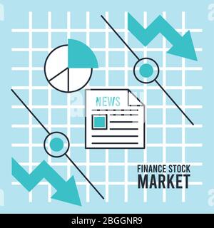 economic recession infographic with arrows and statistics Stock Vector