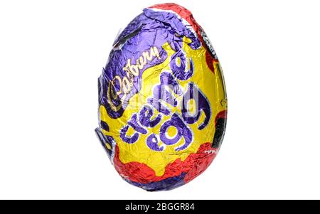 Cadbury Creme Egg on a white background Stock Photo