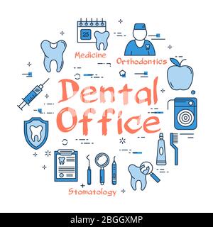 Vector linear round web banner - Dental Office Stock Vector