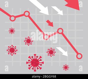 economy and covid19 statistics with arrows in earth maps Stock Vector ...