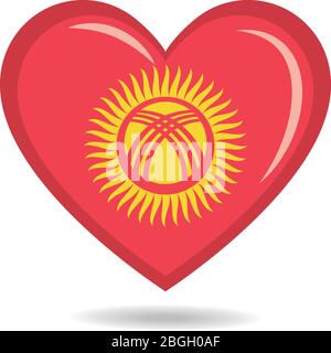Kyrgyzstan national flag in heart shape vector illustration Stock Vector