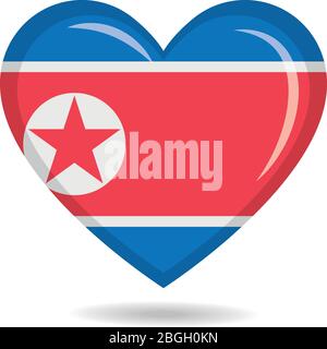 North Korea national flag in heart shape vector illustration Stock Vector