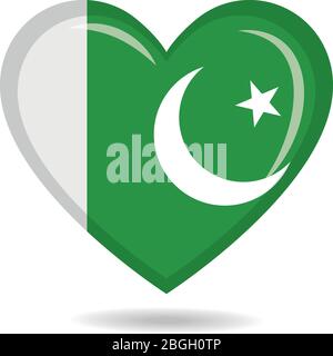 Pakistan national flag in heart shape vector illustration Stock Vector