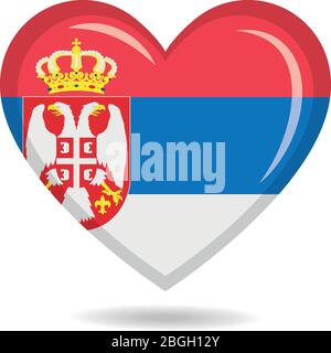 Serbia national flag in heart shape vector illustration Stock Vector