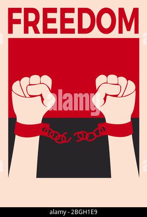 Broken handcuff, Freedom concept, Vector illustration for cover or poster Stock Vector