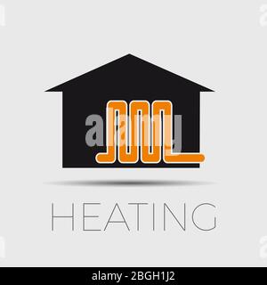 Vector logo domestic heating. Abstract house with radiators Stock Vector