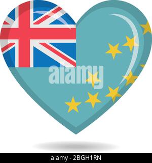 Tuvalu national flag in heart shape vector illustration Stock Vector