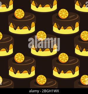 Cream choco cake tasty seamless background pattern Stock Vector