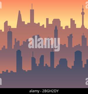 Urban cityscape. Cartoon city skyline vector silhouette. Cityscape sky line, architecture illustration Stock Vector