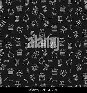 Chalk dynamits and pyrotechnics seamless pattern background monochrome. Vector illustration Stock Vector