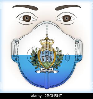 Antiviral mask for anti virus protection with San Marino flag, vector illustration Stock Vector