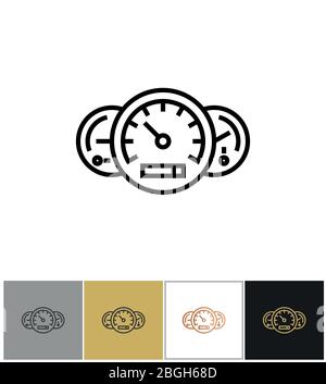 Speedometer icon, odometer and fuel full signs on white and black backgrounds. Vector illustration Stock Vector