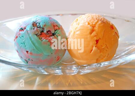 Double Scoop of Purple and Blue Ice Cream Cone on a White Background Stock  Photo - Alamy