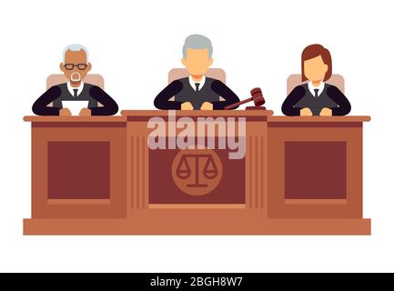 Federal supreme court with judges. Jurisprudence and law vector concept. Illustration of legal court, judge and justice Stock Vector