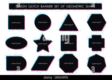 Abstract glitch banner set design of geometric set artwork background. Use for ad, poster, element, template, design artwork. illustration vector eps1 Stock Vector