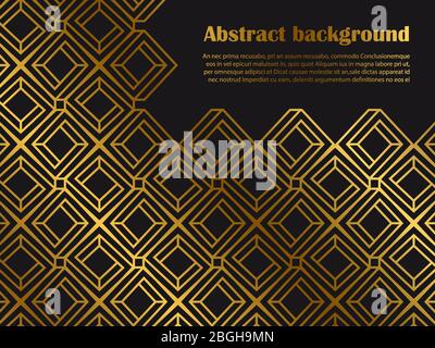 Abstract minimal style background pattern with golden geometric shapes. Vector illustration Stock Vector