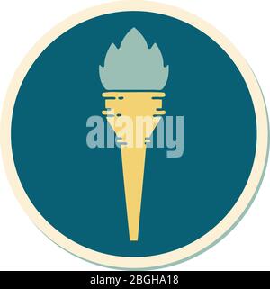 sticker of tattoo in traditional style of a lit torch Stock Vector