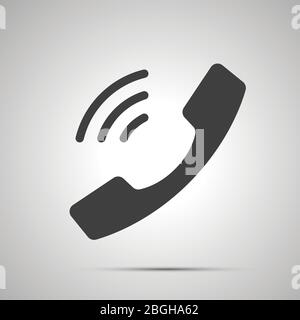 Handset with sound waves simple black icon Stock Vector