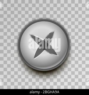 Realistic metal cross screw on transparent background Stock Vector