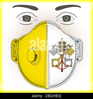 Antiviral mask for anti virus protection with Vatican City, Holy See flag, vector illustration Stock Vector