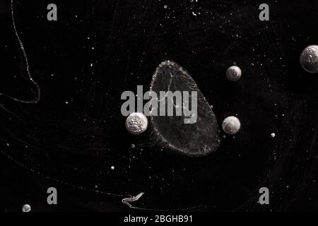 Contrast macro abstraction of bubbles in water. Space macro photo.  Stock Photo