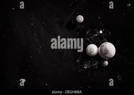 Contrast macro abstraction of bubbles in water. Space macro photo.  Stock Photo