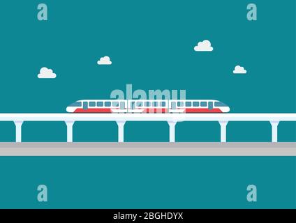 Skytrain transportation in flat style. Vector illustration Stock Vector